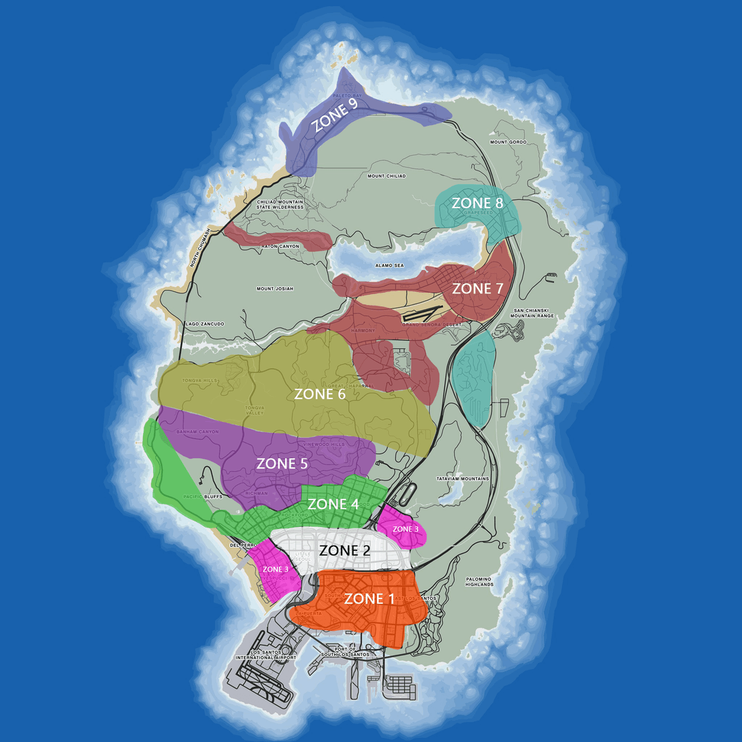 Carte des zones